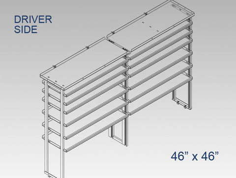 Driver Side Alum. Kit w/ Ladder Shelf - 46" x 46"